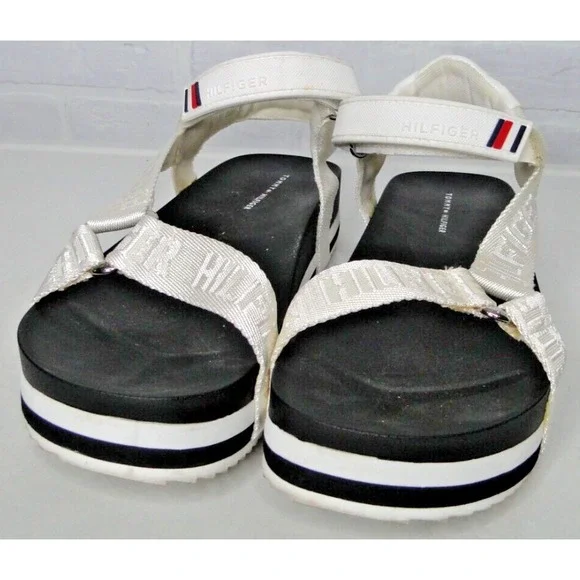 Tommy Hilfiger Womens Beckia White Platform Sandals 10 Medium - Picture 2 of 7